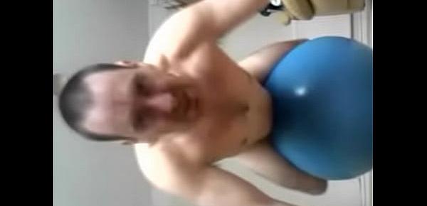  fucking my exercise ball and cumming